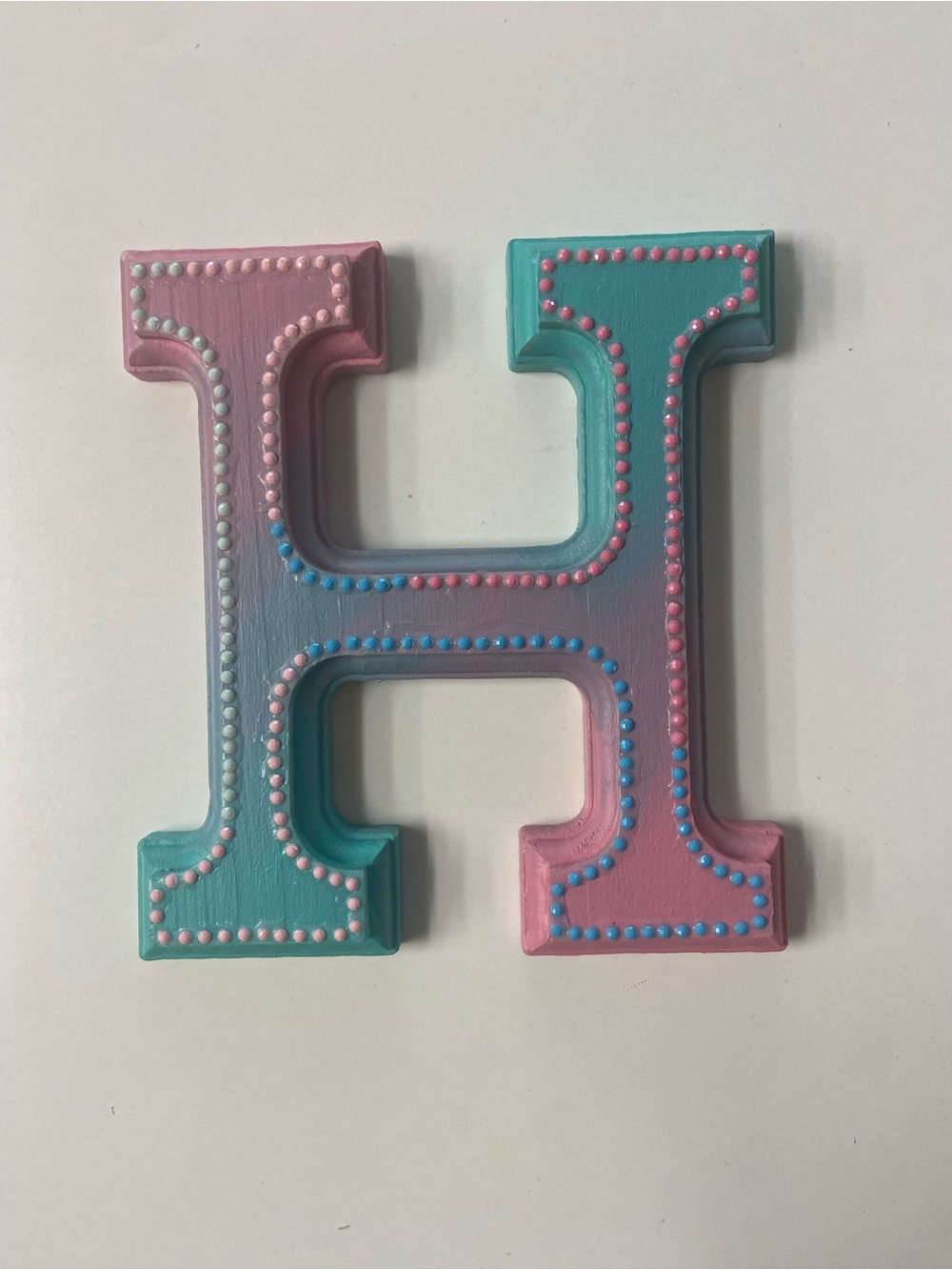 Letter H Initial Painted Pastel Ombre with Rhinestones Room Dorm Decor Nursery